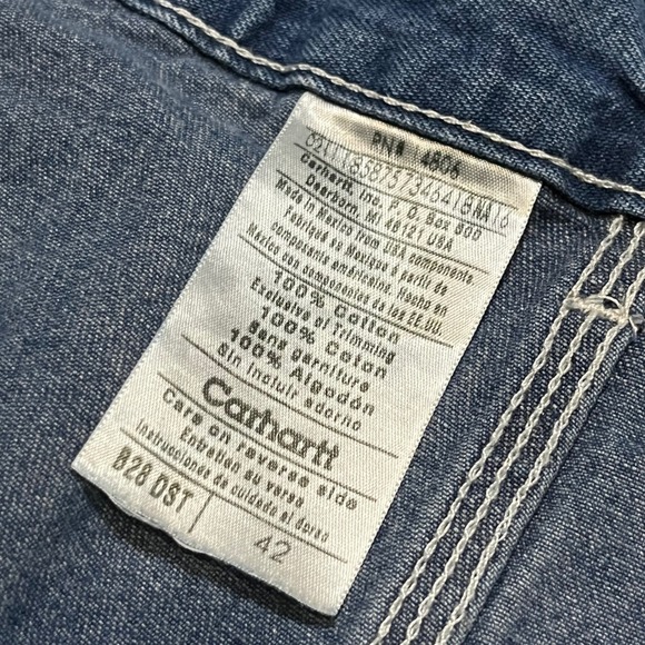Vintage Carhartt B28 DST Denim Carpenter Shorts Blue Size 42 Workwear Utility - Picture 8 of 8